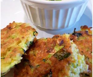 Spicy Zucchini Cakes with Creamy Green Chile Sauce