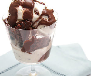 Fresh mint gelato Sundae with dark chocolate brownies and warm chocolate sauce recipes