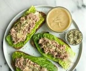 Tahini + Hemp Seed Tuna Salad on Crispy To