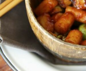 Korean Rice Cakes and Brussels Sprouts in Gochujang Chili Sauce