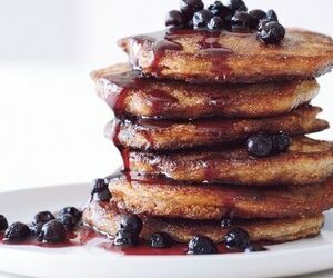 Whole Grain Pancakes with Wild Blueberry-Maple Syrup