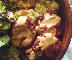 Thai Beets & Beans Patties with Light Peanut Sauce